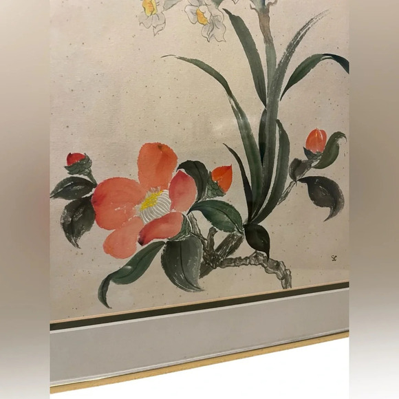 Vintage Watercolor Floral Painting- Framed and Signed SC - Picture 7 of 9